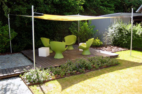 Sommerhaven bygogbolig Solsejl terrasse firkantet
